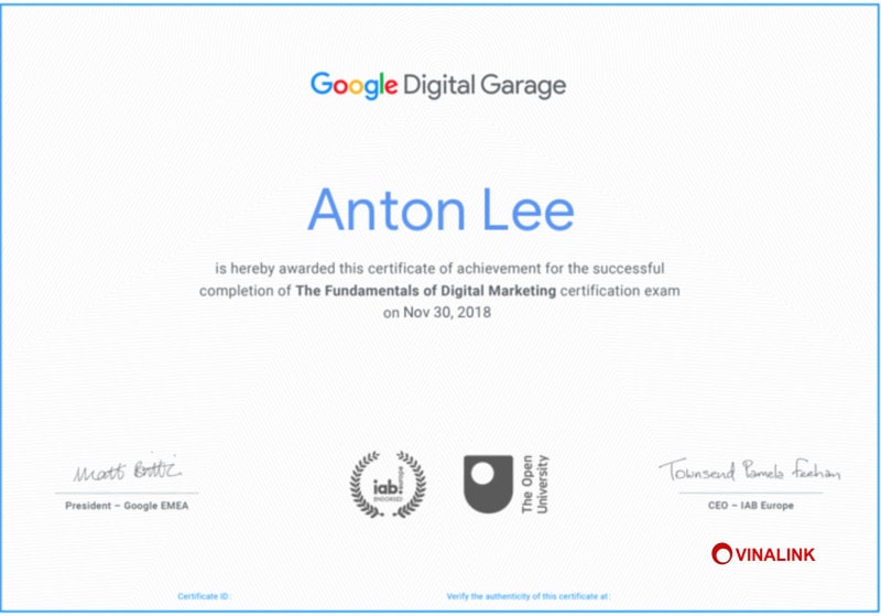 10 CHỨNG CHỈ DIGITAL MARKETING CỦA GOOGLE