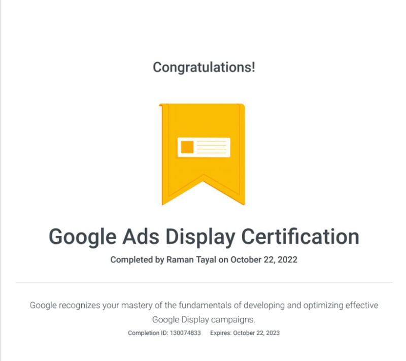 google ads display certification