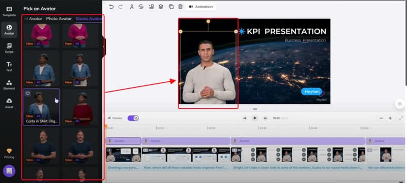 Lựa chọn AI video presenter (Người thuyết trình AI)