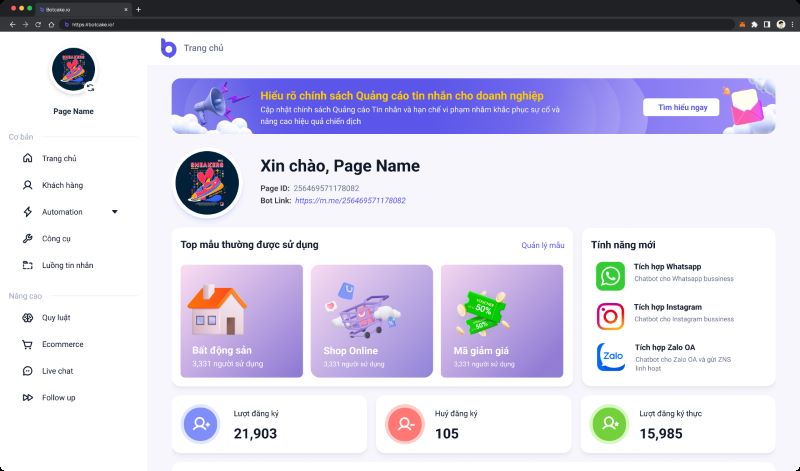 Chatbot AI chăm sóc khách hàng - Botcake